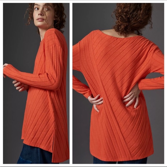 Anthropologie Maeve Devine Tunic Top in Pumpkin Orange - Picture 3 of 12